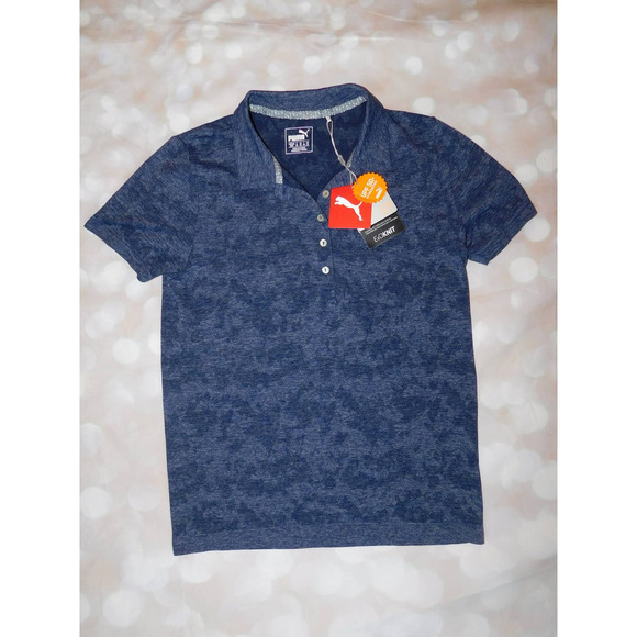 Puma Other - NEW PUMA MENS SIZE: M BLUE EVO KNIT ATHLETIC UPF 50+ PROTECTION SLIM FIT POLO